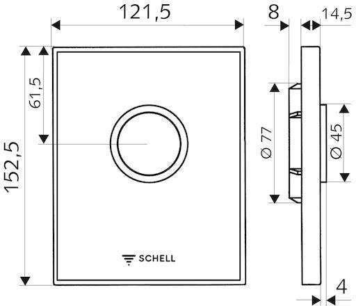 SCHELL WC-Betätigungsplatte AMBITION ND Echtglas schwarz, Rahmen chrom – Ein-Knopf