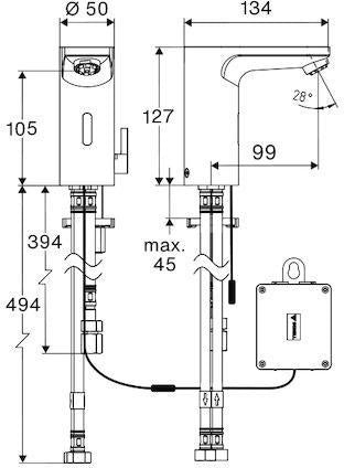 SCHELL CELIS E2 ND-M Elektronische Waschtisch-Armatur, Batteriebetrieb, Chrom