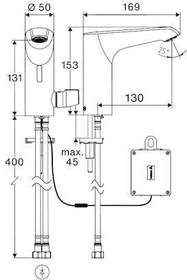 SCHELL XERIS E2-T HD-M Elektronik-Waschtischarmatur mit Thermostat, Batteriebetrieb, chrom