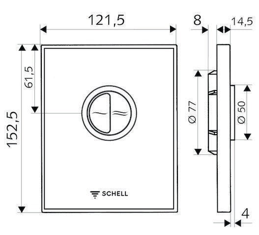 SCHELL AMBITION ECO ND WC-Betätigungsplatte Echtglas Schwarz Chrom Zweimengenspülung