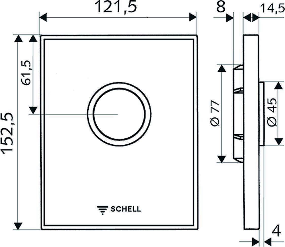 SCHELL Urinal-Betätigungsplatte AMBITION schwarz – Sicherheitsglas, einstellbare Spülmenge