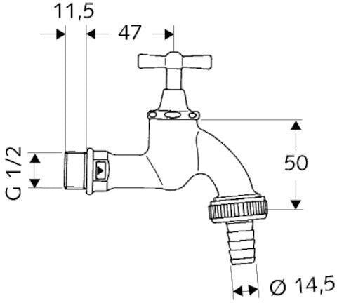 SCHELL Auslaufventil 1/2 Zoll mit Knebelgriff, mattchrom – TrinkwV-konform