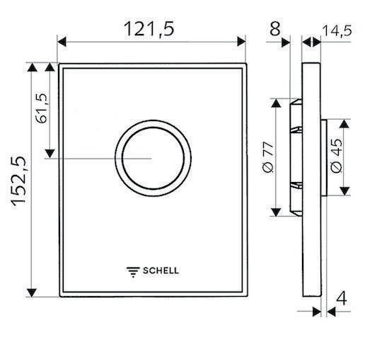 SCHELL Urinal-Betätigungsplatte AMBITION schwarz – Sicherheitsglas, einstellbare Spülmenge