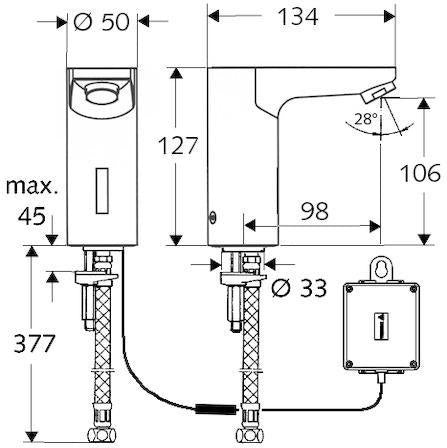 SCHELL CELIS E HD-K Elektronische Waschtisch-Armatur mit Infrarot-Sensor, Batteriebetrieb, chrom