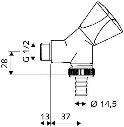 SCHELL Geräteschrägsitzventil mit RV, Dreikanthaubengriff, 1/2 Zoll, chrom