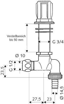 SCHELL Spültischventil COMFORT, RV Verstellbereich 1-50 mm, 1/2 Zoll x 10, chrom