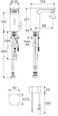 SCHELL CELIS E2 ND-M Elektronische Waschtisch-Armatur, Batteriebetrieb, Chrom