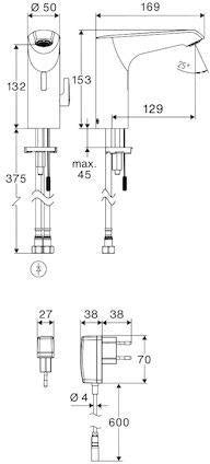 SCHELL XERIS E2 HD-M Elektronik-Waschtischarmatur – Mischwasser, ToF-Sensor, Bluetooth, chrom
