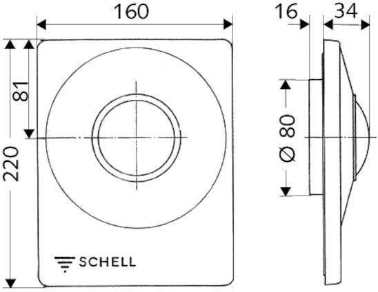 SCHELL WC-Abdeckplatte VERONA mit Drucktaste, chrom, Ein-Knopf, für UP-Spüler