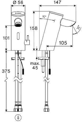 SCHELL PURIS E2 HD-M Elektronische Waschtisch-Armatur, berührungslos, Mischwasser, chrom