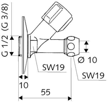 SCHELL Schrägsitzventil COMFORT kurze Bauform, KIWA, 3/8 Zoll, chrom – Trinkwasser-Absperrventil