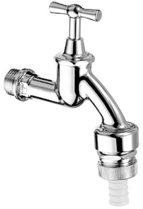 SCHELL Auslaufventil mit Knebelgriff 1/2 Zoll mattchrom – DN 15, mit Rohrbelüfter & Rückflussverhinderer