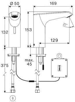 SCHELL XERIS E2 HD-K Waschtisch-Armatur – Elektronisch, Kaltwasser, batteriebetrieben, small, chrom