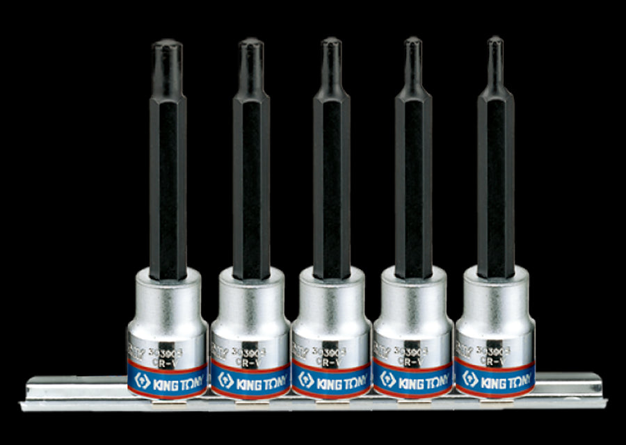 KING TONY Profi-Werkzeuge - 3/8" RIBE Steckschlüssel-Set, Steckleiste - 5 tlg. 3105PR01