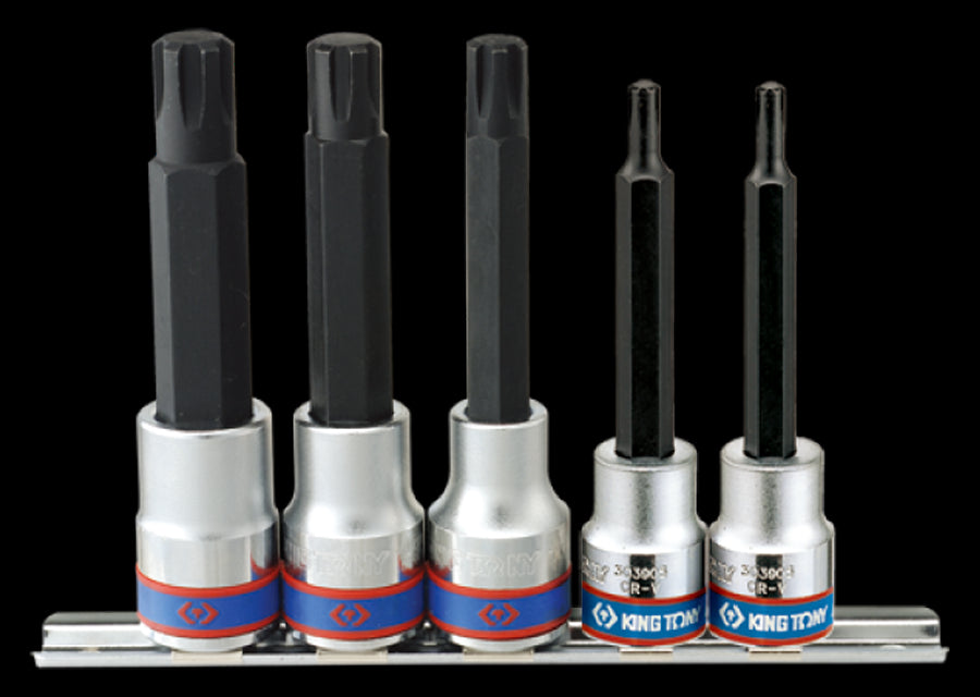 KING TONY Profi-Werkzeuge - 3/8"+ 1/2" RIBE Steckschlüssel-Set, Steckleiste - 5 tlg. 3105PR
