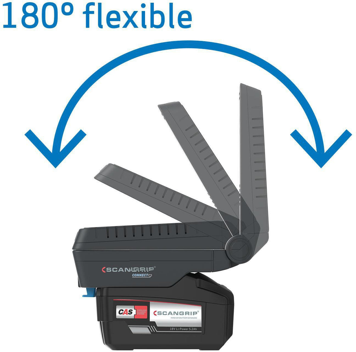 SCANGRIP DUO CONNECT LED-Strahler 108 W, 2500 lm, 18 V, IP30 – mit 2 flexiblen Leuchtenköpfen