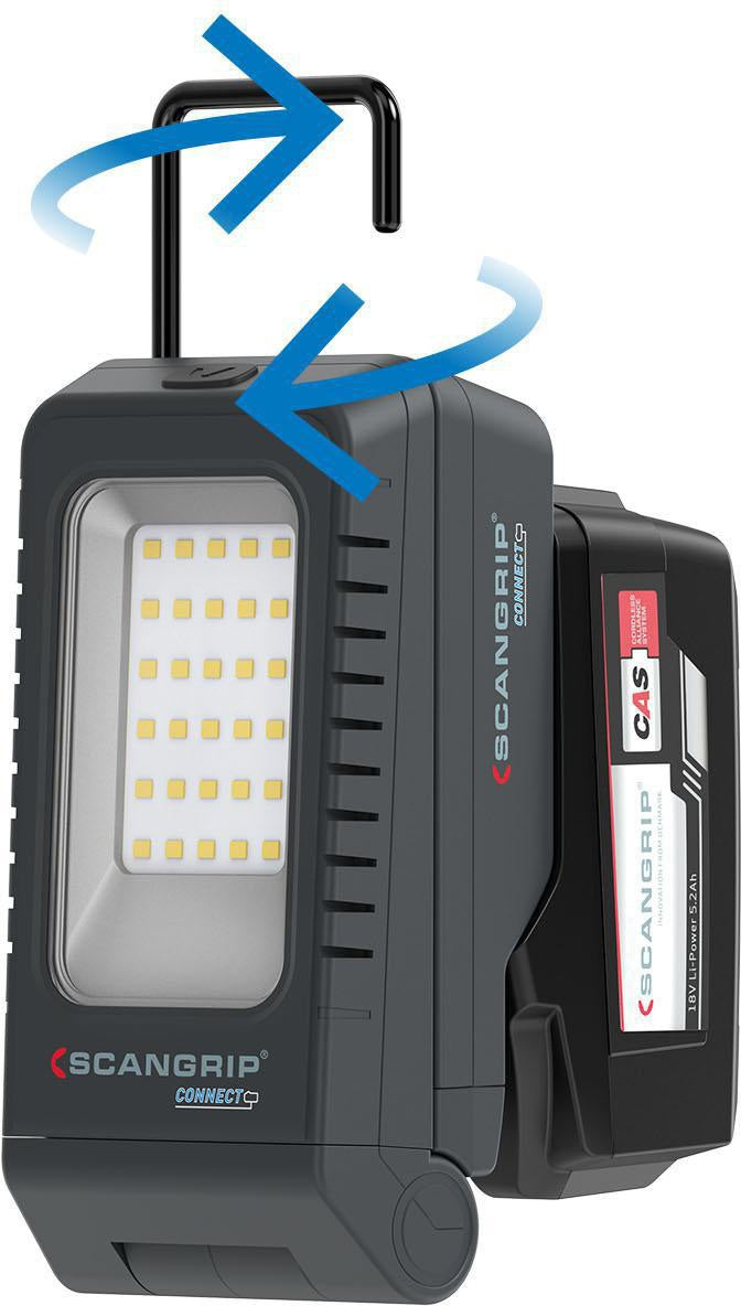 SCANGRIP DUO CONNECT LED-Strahler 108 W, 2500 lm, 18 V, IP30 – mit 2 flexiblen Leuchtenköpfen
