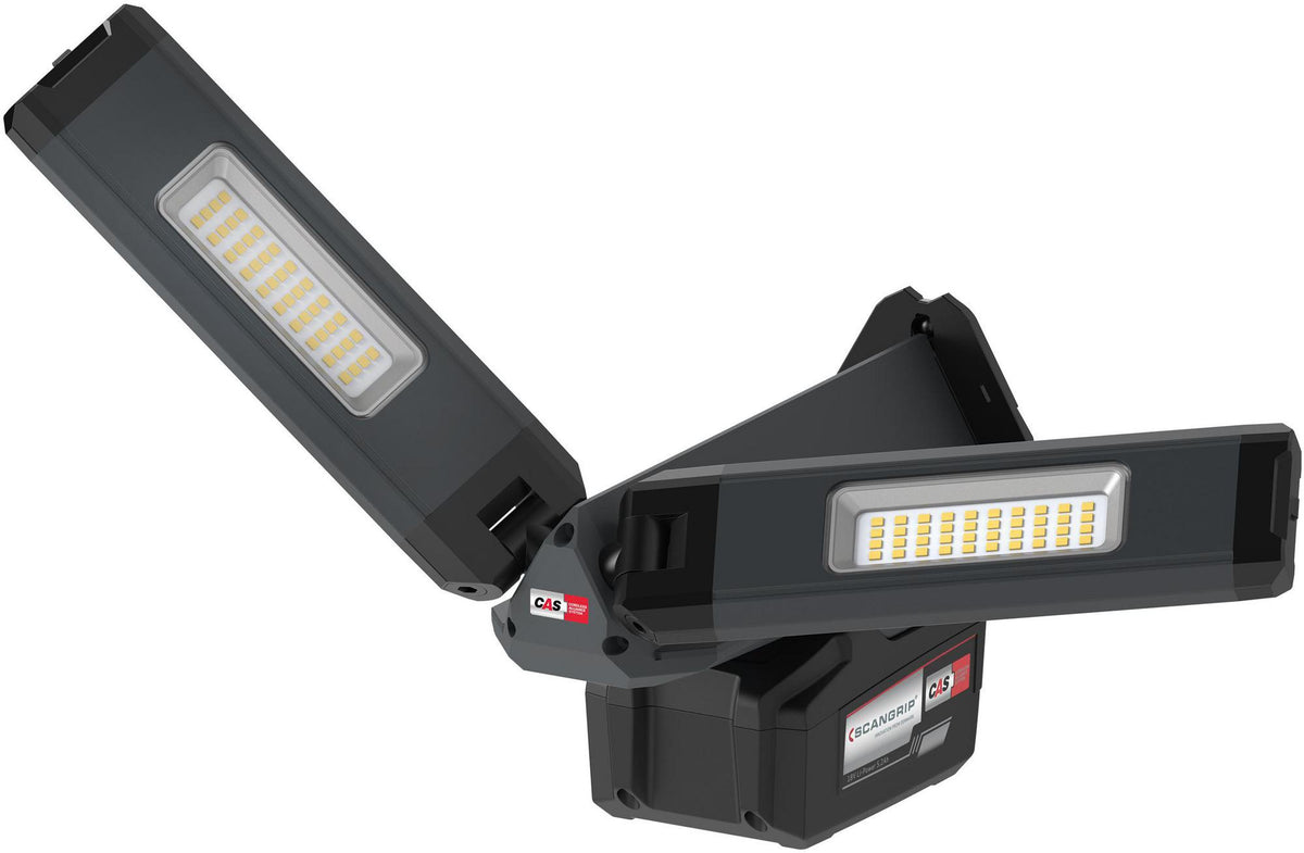 SCANGRIP DUO CONNECT LED-Strahler 108 W, 2500 lm, 18 V, IP30 – mit 2 flexiblen Leuchtenköpfen