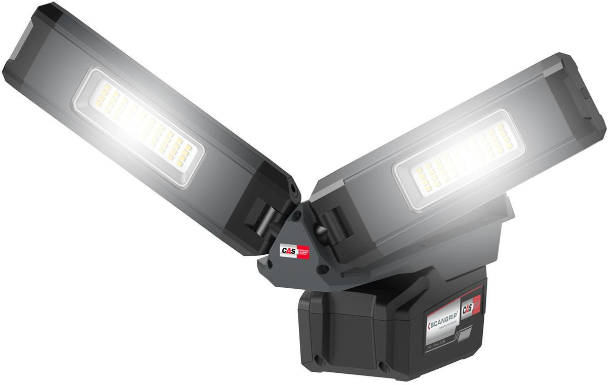 SCANGRIP DUO CONNECT LED-Strahler 108 W, 2500 lm, 18 V, IP30 – mit 2 flexiblen Leuchtenköpfen
