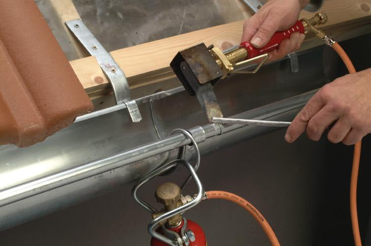 ROTHENBERGER Dachrinnen-Lötset mit Zubehör – Kupferkolben flach, 6-teilig
