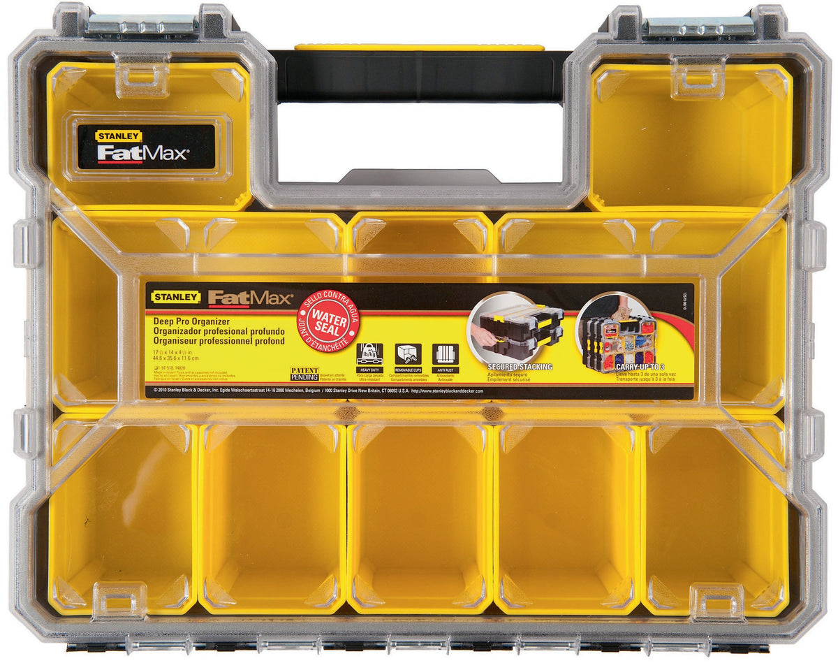 STANLEY Sortimentskasten FatMax 446x357x116 mm mit 10 Fächern und IP53 Spritzwasserschutz