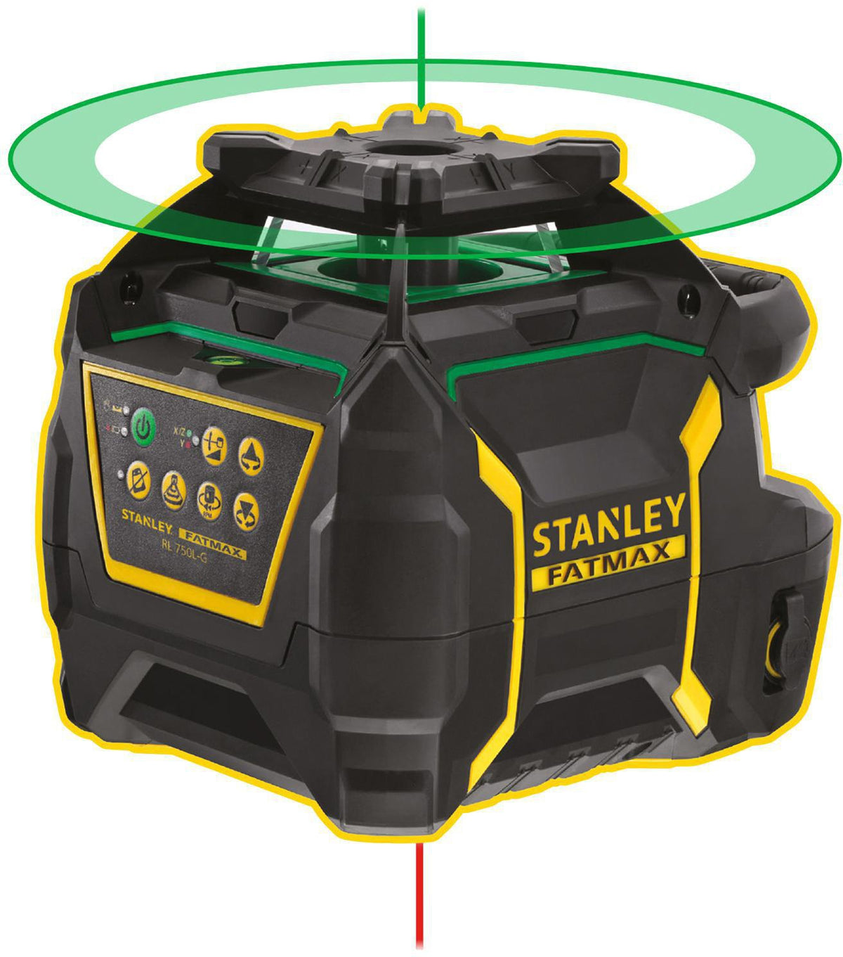 STANLEY Rotationslaser FatMax RL750L mit Detektor – 600 m Reichweite, grüner Laser, IP66