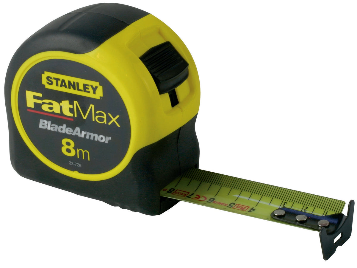STANLEY FatMax Taschenrollbandmaß 8 m – BladeArmor Band, 32 mm, Feststeller