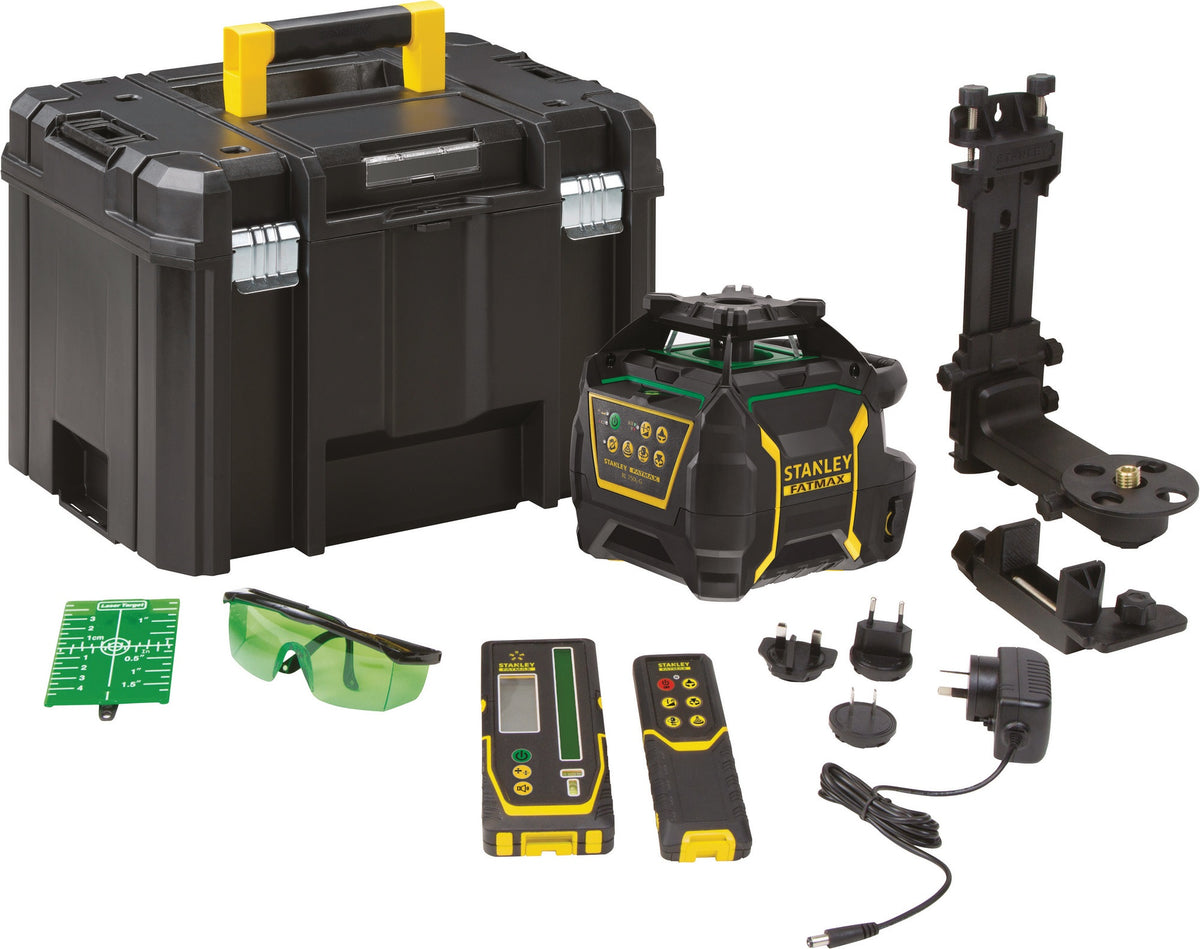 STANLEY Rotationslaser FatMax RL750L mit Detektor – 600 m Reichweite, grüner Laser, IP66