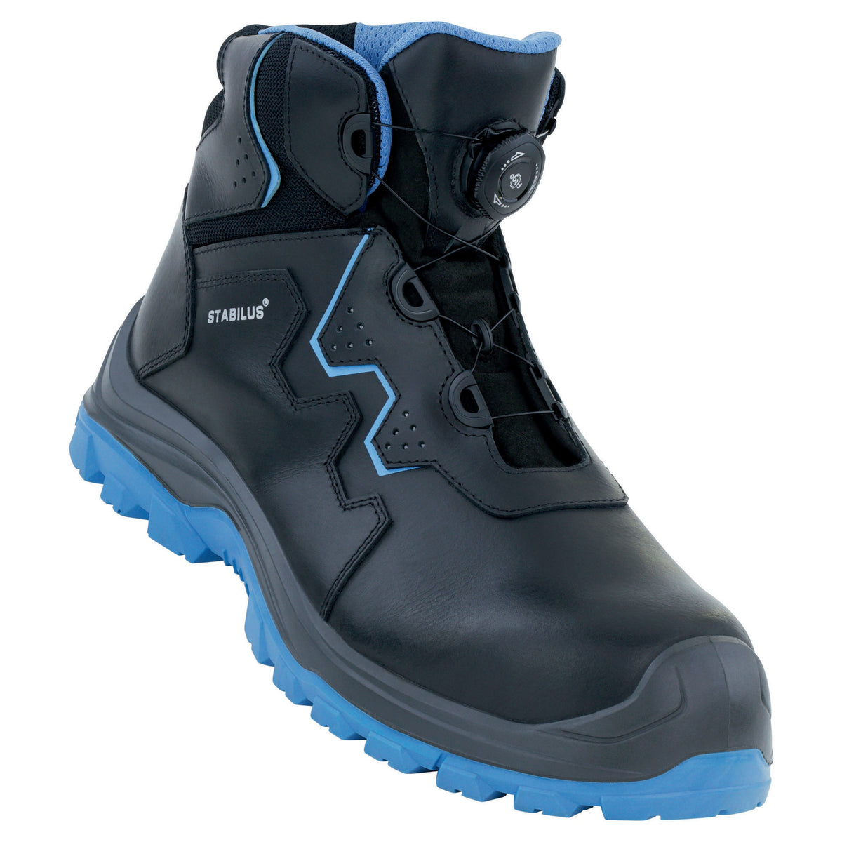 STABILUS Sicherheitsstiefel ALEX MID BLUE TWIST S3S ESD – Rindleder, metallfrei, Fiberglaskappe