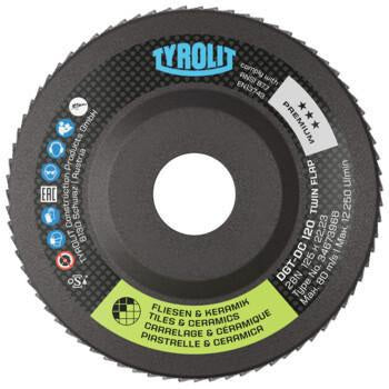 TYROLIT Diamantfächerscheibe PREMIUM TWINFLAP D/C 125 mm K120 – Für Feinsteinzeug, Fliesen, Granit