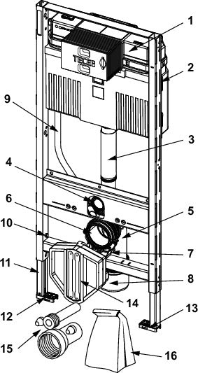 TECE WC-Modul TECEprofil Bauhöhe 1200 mm mit Uni-Spülkasten – 10 Stück