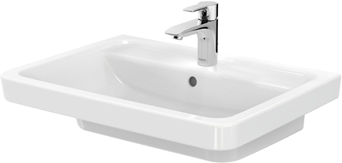TOTO CF Waschtisch weiß 650 mm mit Hahnloch und Überlauf – CeFiONtect Keramik