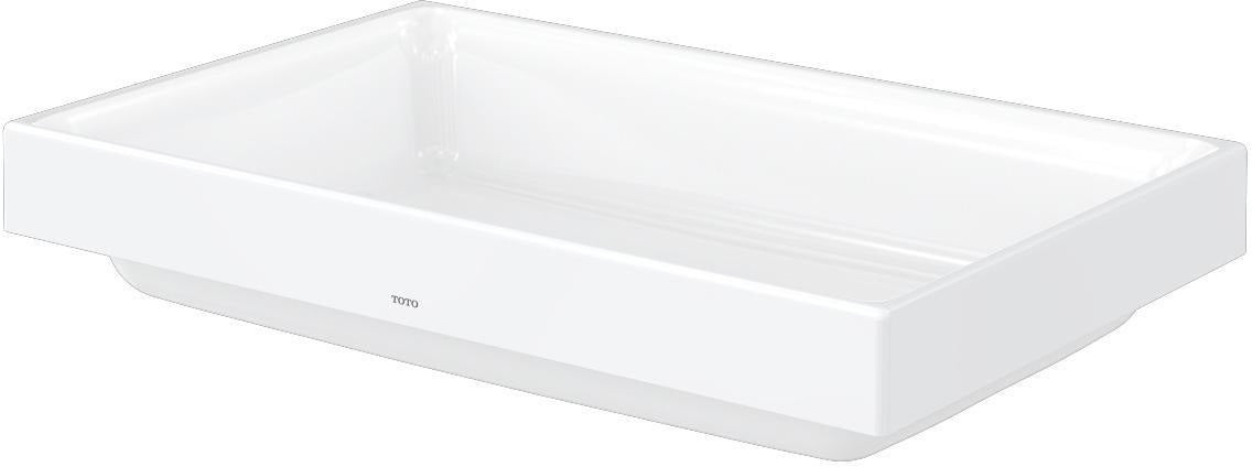 TOTO Aufsatzwaschtisch CS eckig 600 mm ohne Hahnloch mit Überlauf – CeFiONtect Keramik