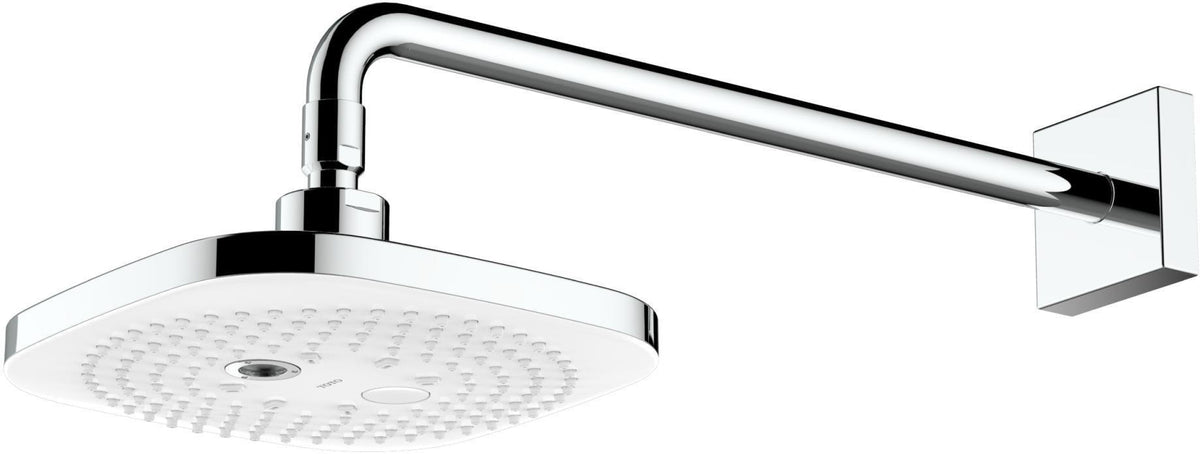 TOTO DaySpa Kopfbrause eckig 220 mm mit 2 Strahlarten – Weiß/Chrom, Wandmontage