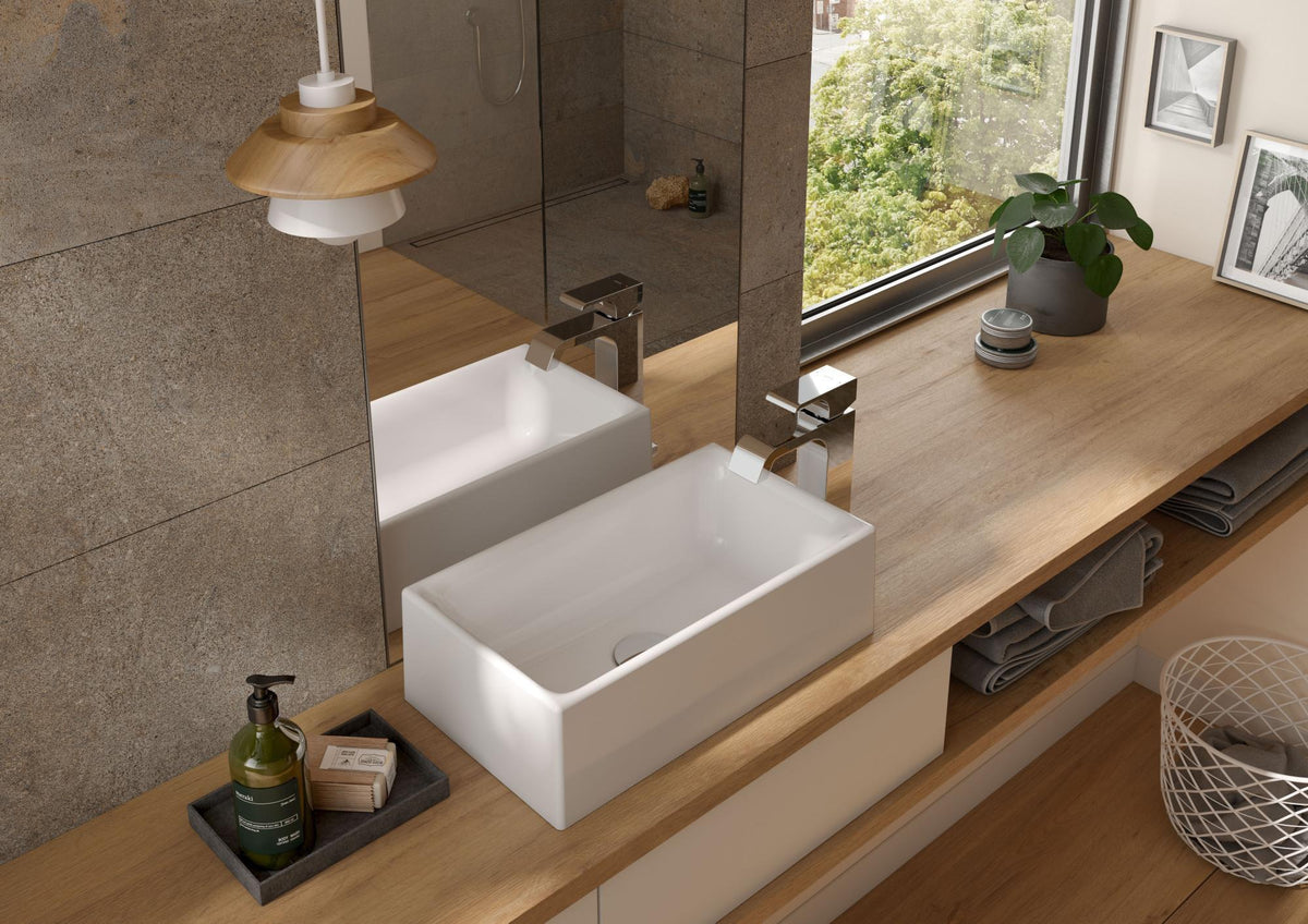 TOTO Aufsatzhandwaschbecken CS 400 mm eckig, mit Hahnloch, ohne Überlauf, weiss