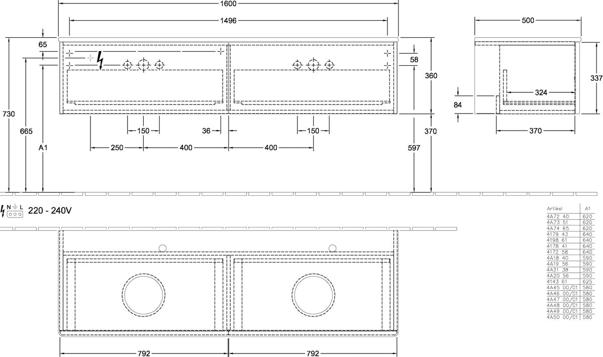 Villeroy & Boch Antao Waschtischunterschrank 1600 mm White Matt Lacquer mit LED-Beleuchtung