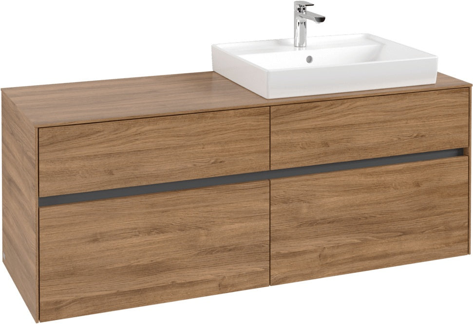 Villeroy & Boch Waschbeckenunterschrank Collaro C086 1400 mm Kansas Oak mit 4 Auszügen und SoftClosing