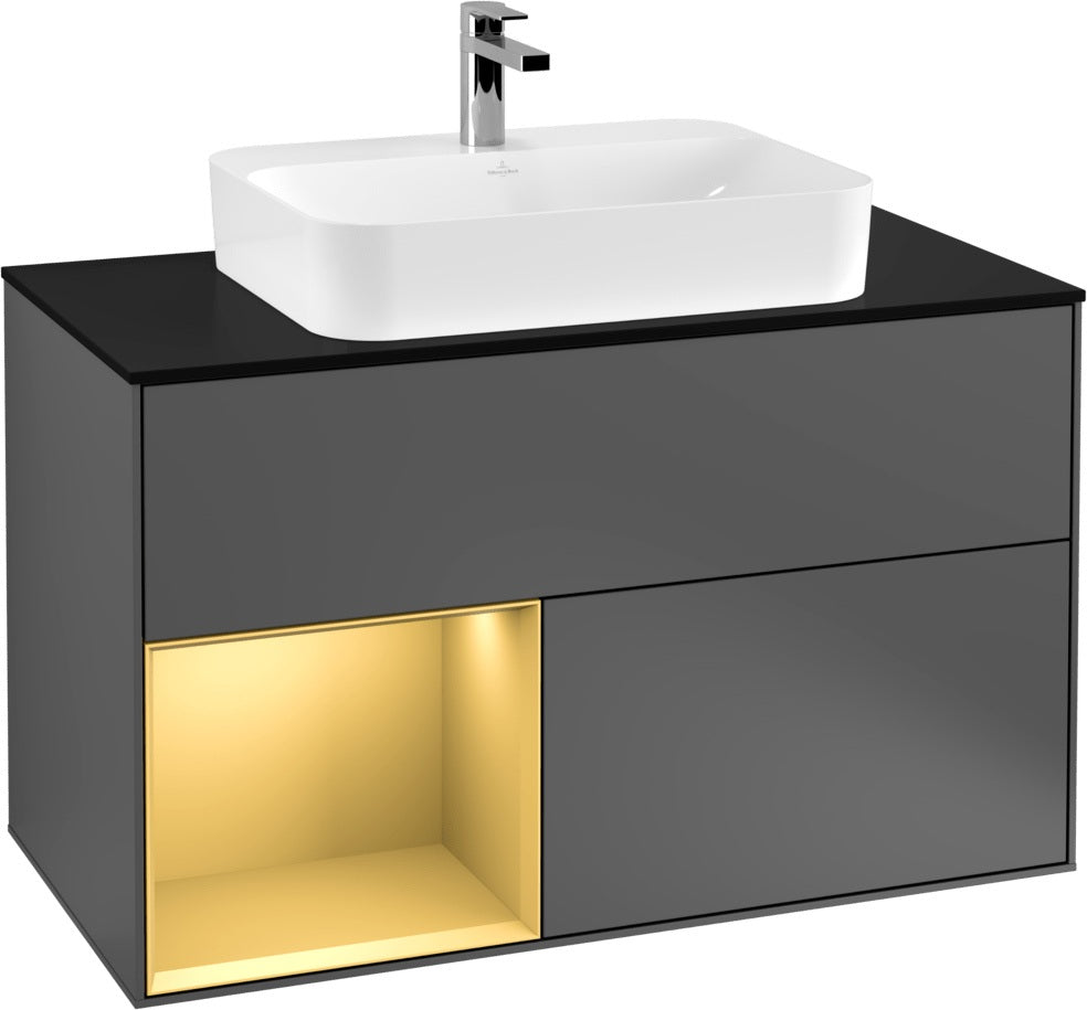 Villeroy & Boch Finion Waschtischunterschrank 1000 mm Glossy White Lacquer mit LED-Beleuchtung