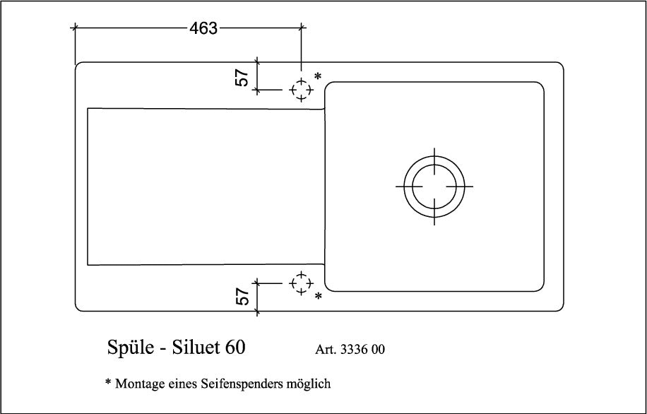 Villeroy & Boch Einbauspüle Siluet 60 TitanCeram Ebony CeramicPlus 1000x510mm reversibel