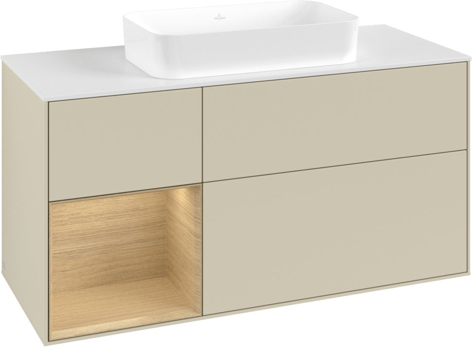 Villeroy & Boch Finion Waschbeckenunterschrank 1200 mm Walnut Veneer mit Beleuchtung