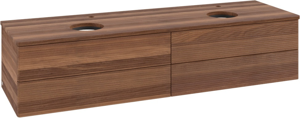 Villeroy & Boch Antao Waschtischunterschrank 1600 mm Warm Walnut mit 4 Auszügen und Beleuchtung