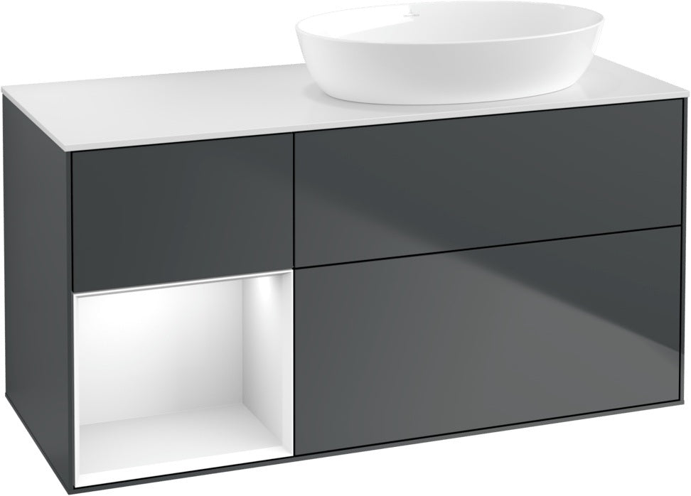 Villeroy & Boch Finion Waschtischunterschrank 1200 mm Glossy White Lacquer mit Beleuchtung