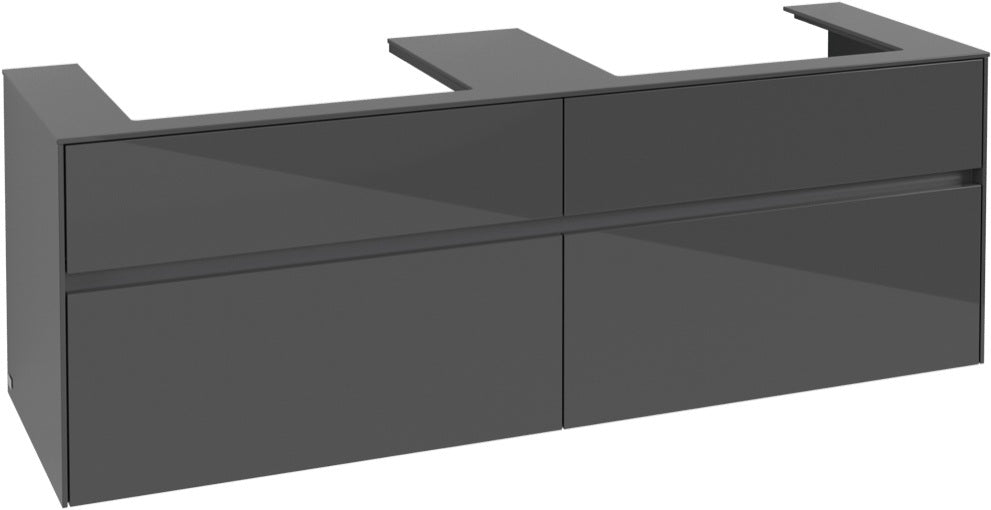 Villeroy & Boch Waschtischunterschrank Collaro C024 1600 mm Glossy Grey – 4 Auszüge, SoftClosing, für 2 Waschbecken