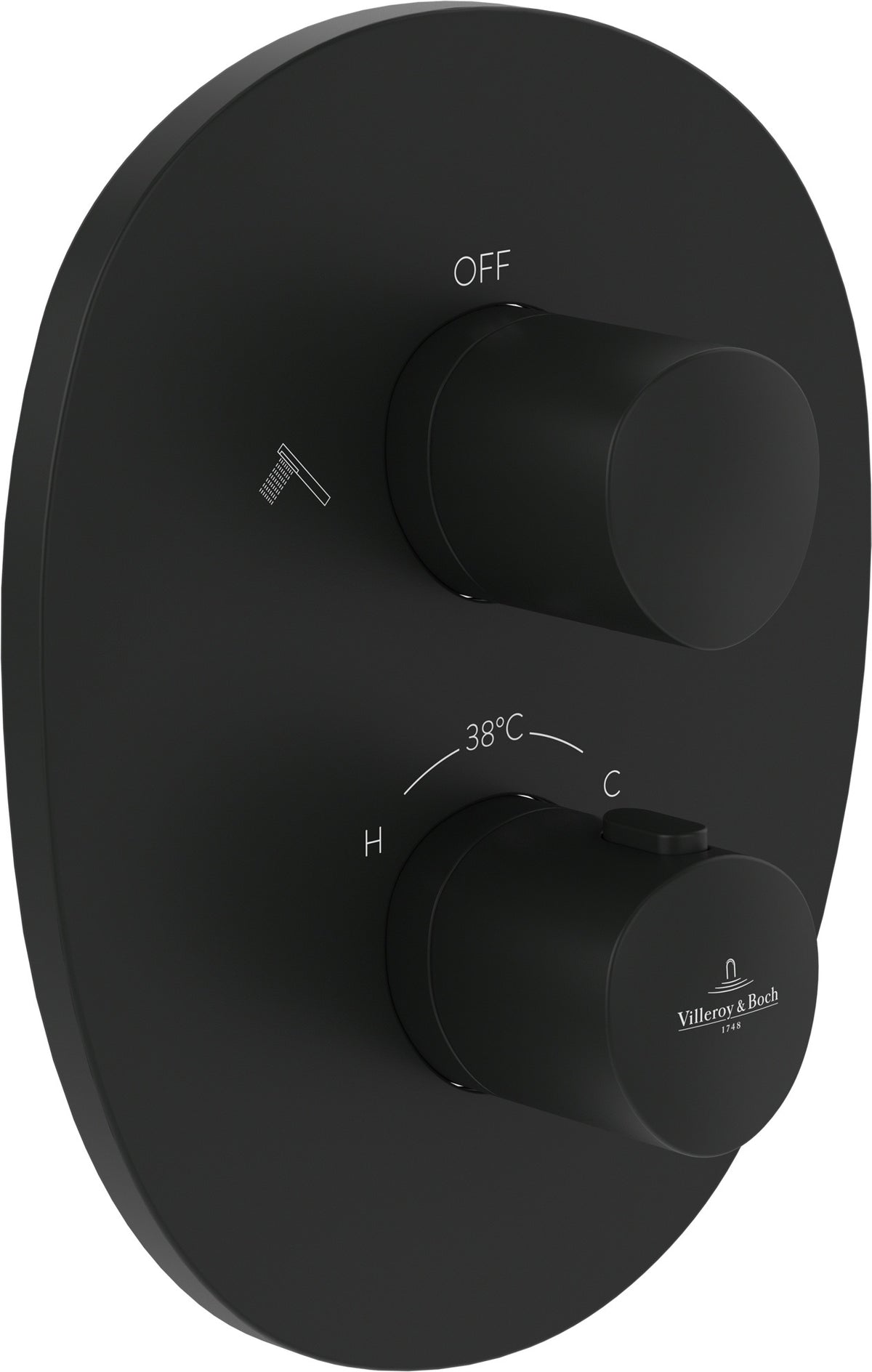 Villeroy & Boch Antao Unterputz-Thermostat TVS111002000 mit Zweiwege-Mengenregulierung, Chrom