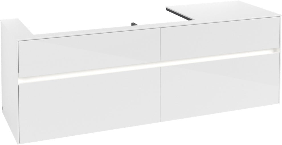 Villeroy & Boch Collaro Waschtischunterschrank 1600 mm mit LED-Beleuchtung und 4 Auszügen in Truffle Grey