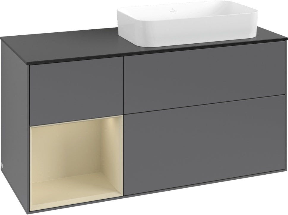 Villeroy & Boch Finion Waschtischunterschrank 120 cm Glossy White Lacquer mit Beleuchtung