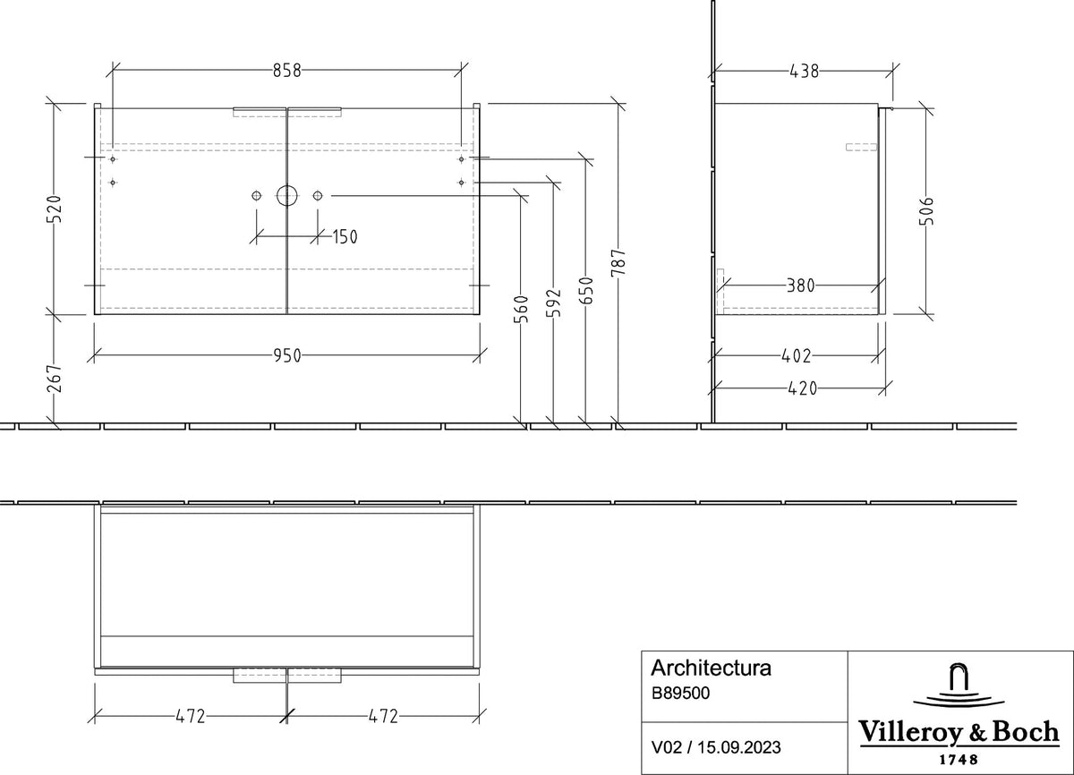 Villeroy & Boch Architectura Waschbeckenunterschrank White Matt 600 mm – 2 Türen, SoftClosing