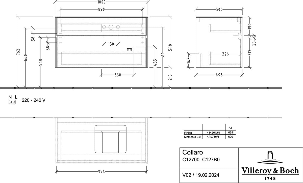 Villeroy & Boch Waschtischunterschrank Collaro C127, 1000 mm, Glossy White, mit SoftClosing
