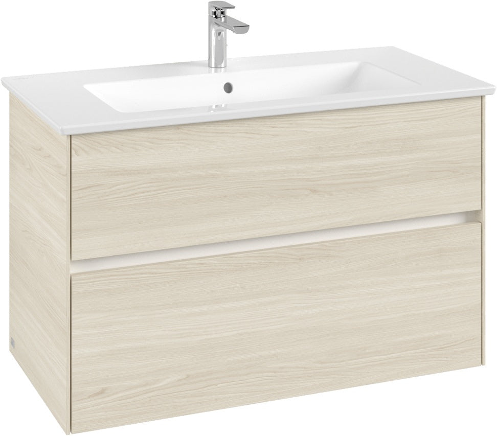 Villeroy & Boch Collaro Waschbeckenunterschrank 961 mm White Oak – 2 Auszüge, SoftClosing