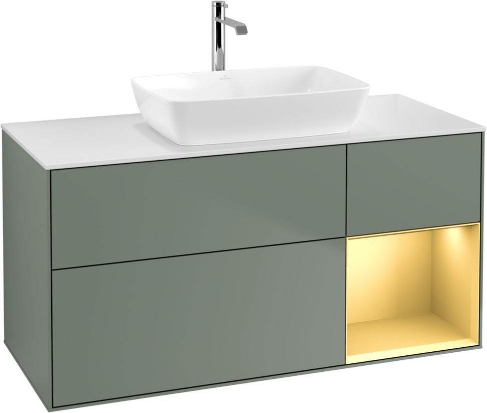 Villeroy & Boch Waschtischunterschrank Finion G831G 1200 mm Glossy White Lacquer mit Beleuchtung